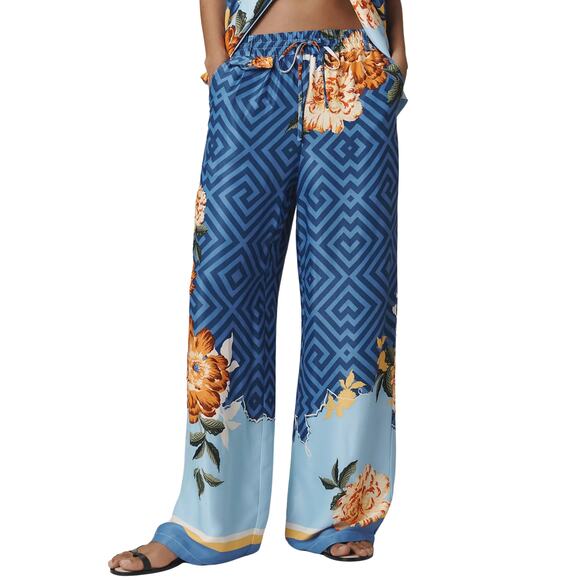 Maeve Anthropologie Pull-On Pants Geo Floral Carbon Size XS NWT - Picture 1 of 8
